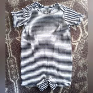 Primary blue stripe romper, 18 months